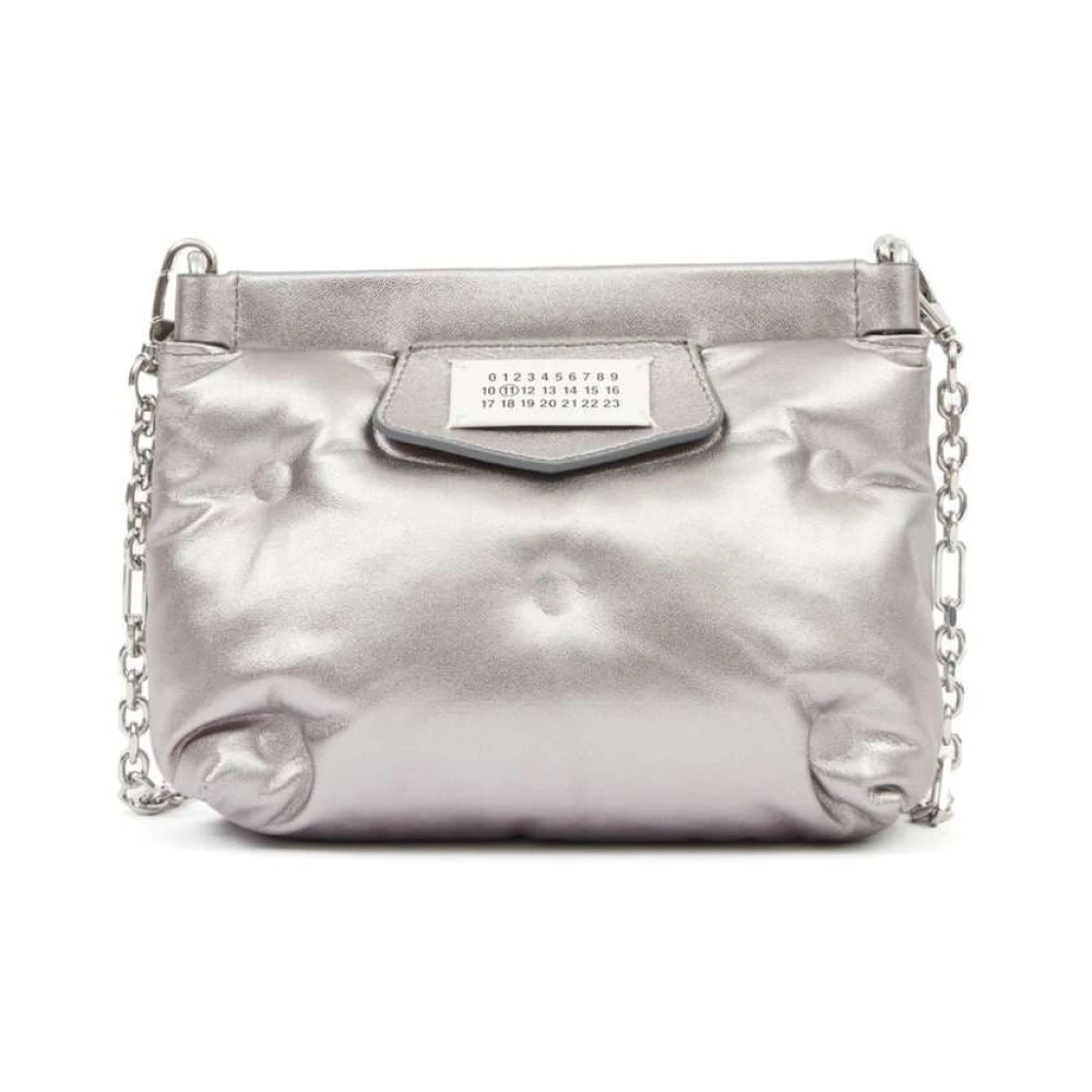 Maison Margiela Gewatteerde Zilver-tone Leren Schoudertas Gray Dames