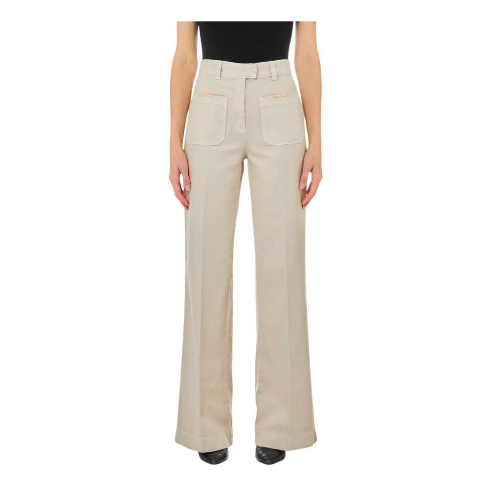 Liu Jo Rechte katoenen broek metalen detail Gray Dames