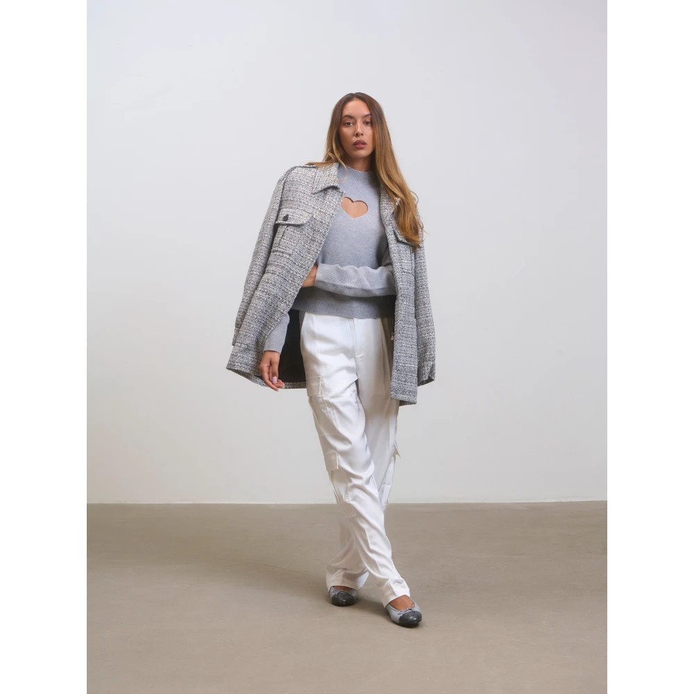 Cloeys Stijlvolle Tweed Jas Gray Dames
