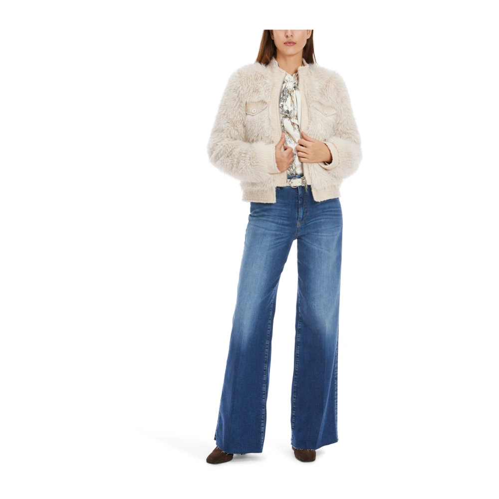Marc Cain Jas in nepbont in weelderige seventies stijl Beige Dames