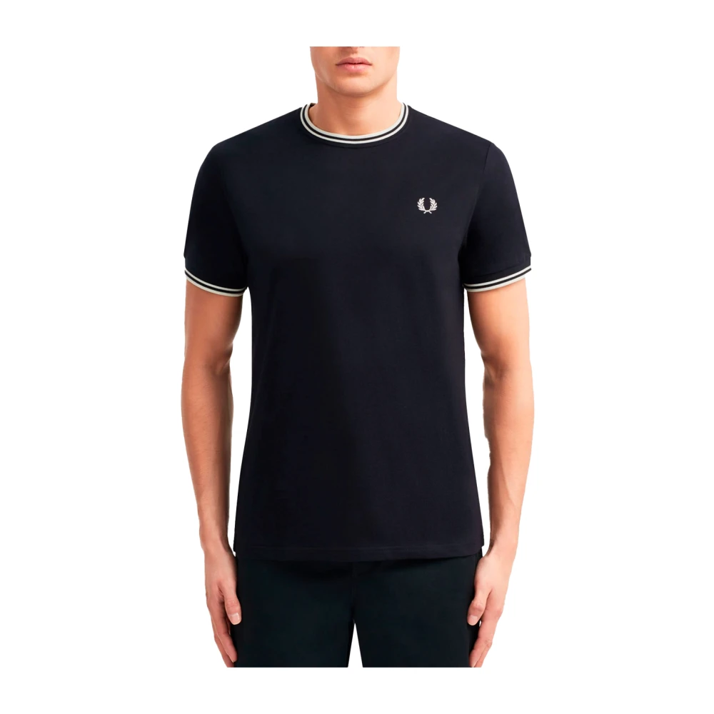 Fred Perry Korte Mouw Twin Tipped T-Shirt Blue Heren