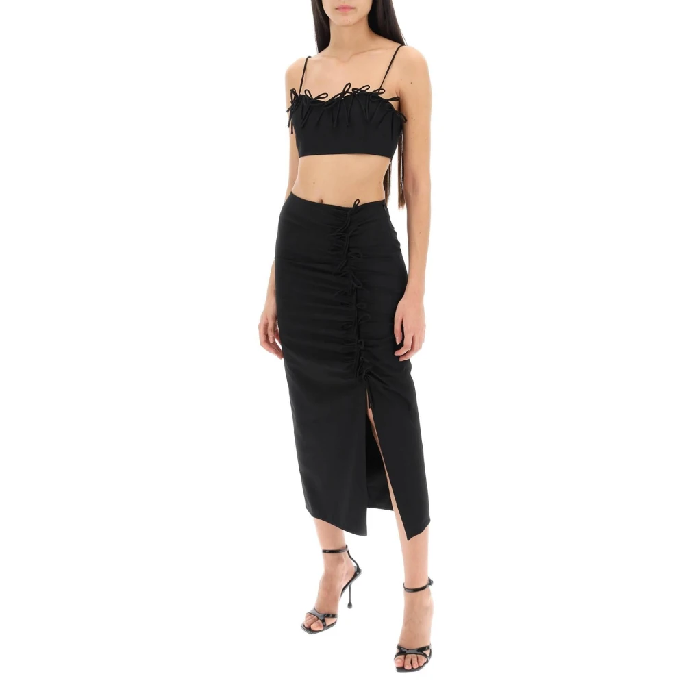 Ganni Midi Rok met Sierlijke Strikken Black Dames