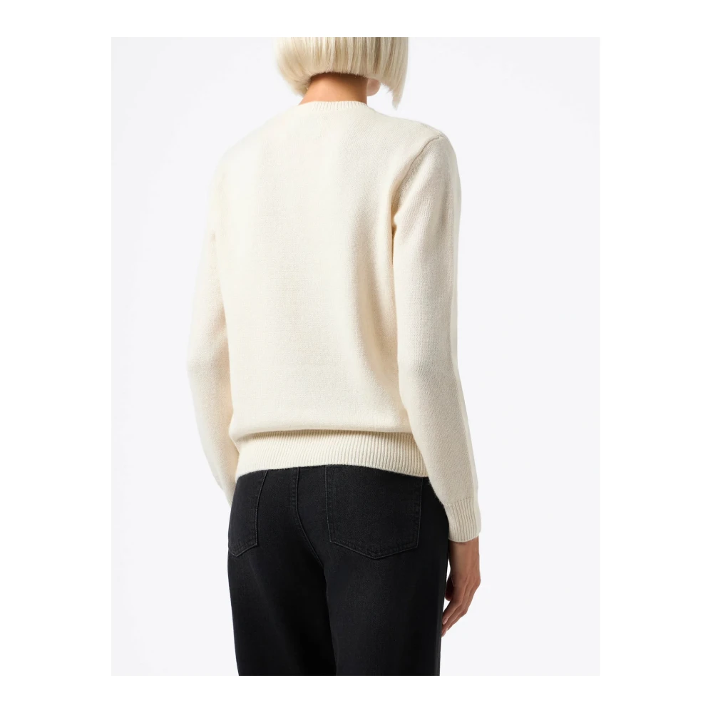 Saint Barth New Queen Sweater Beige Ribbed Collar Brown Dames