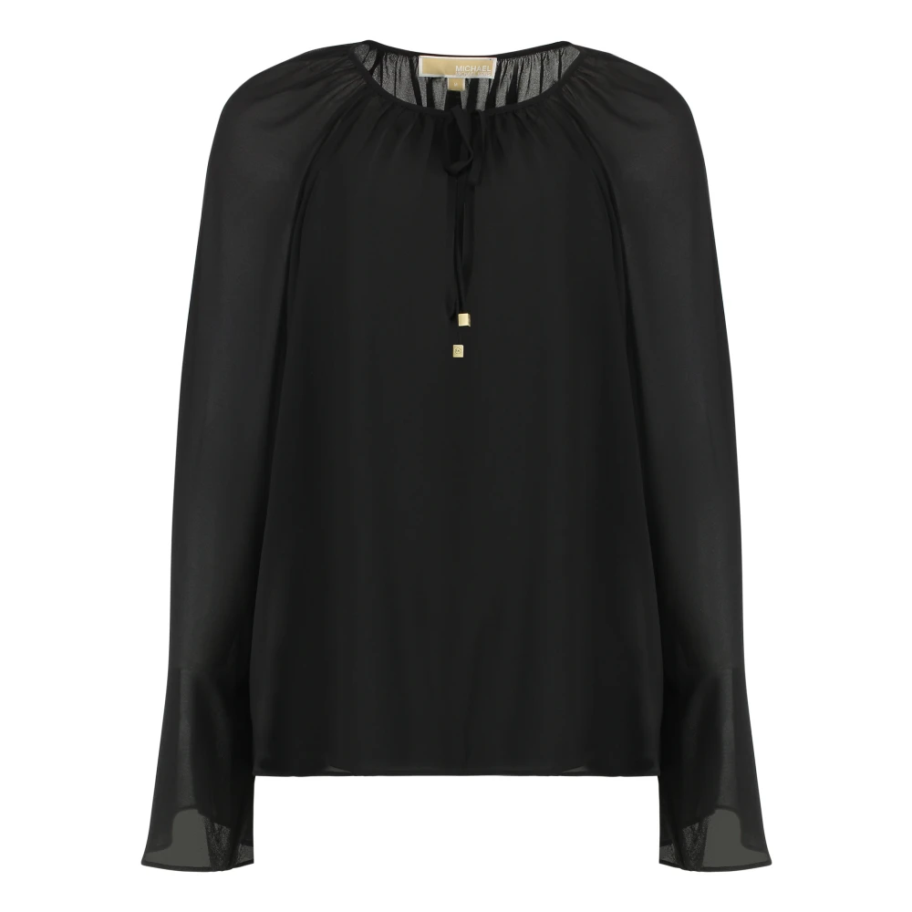Michael Kors Women's Black Front Bow Crêpe Blouse - Blouses - L - Blouses & Shirts