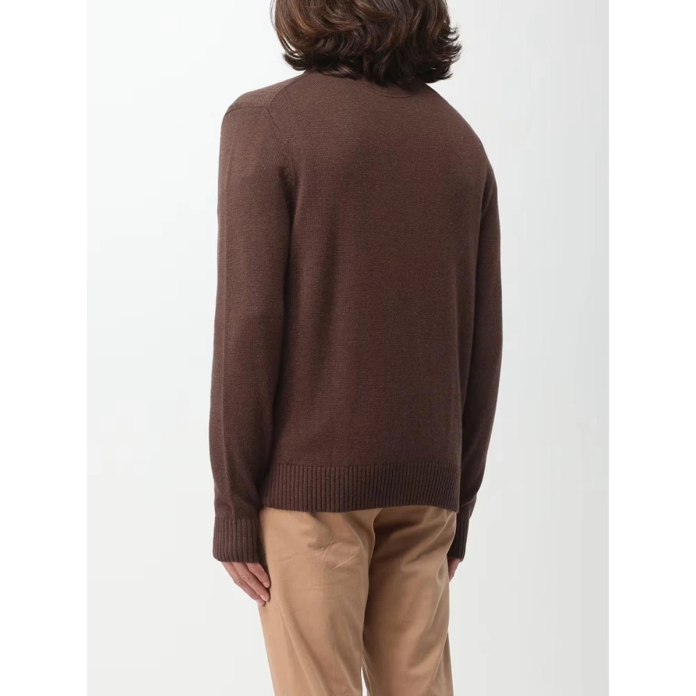 Sun68 Effen Kleur Cardigan Sweater Brown Heren