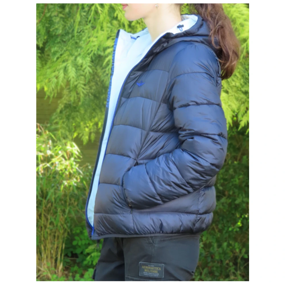 aeronautica militare Omkeerbare gewatteerde jas met capuchon Blue Dames