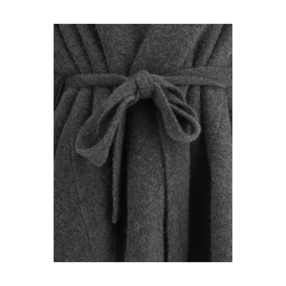 The Row Elegante mantel met ceintuur en sjaalkraag Gray Dames