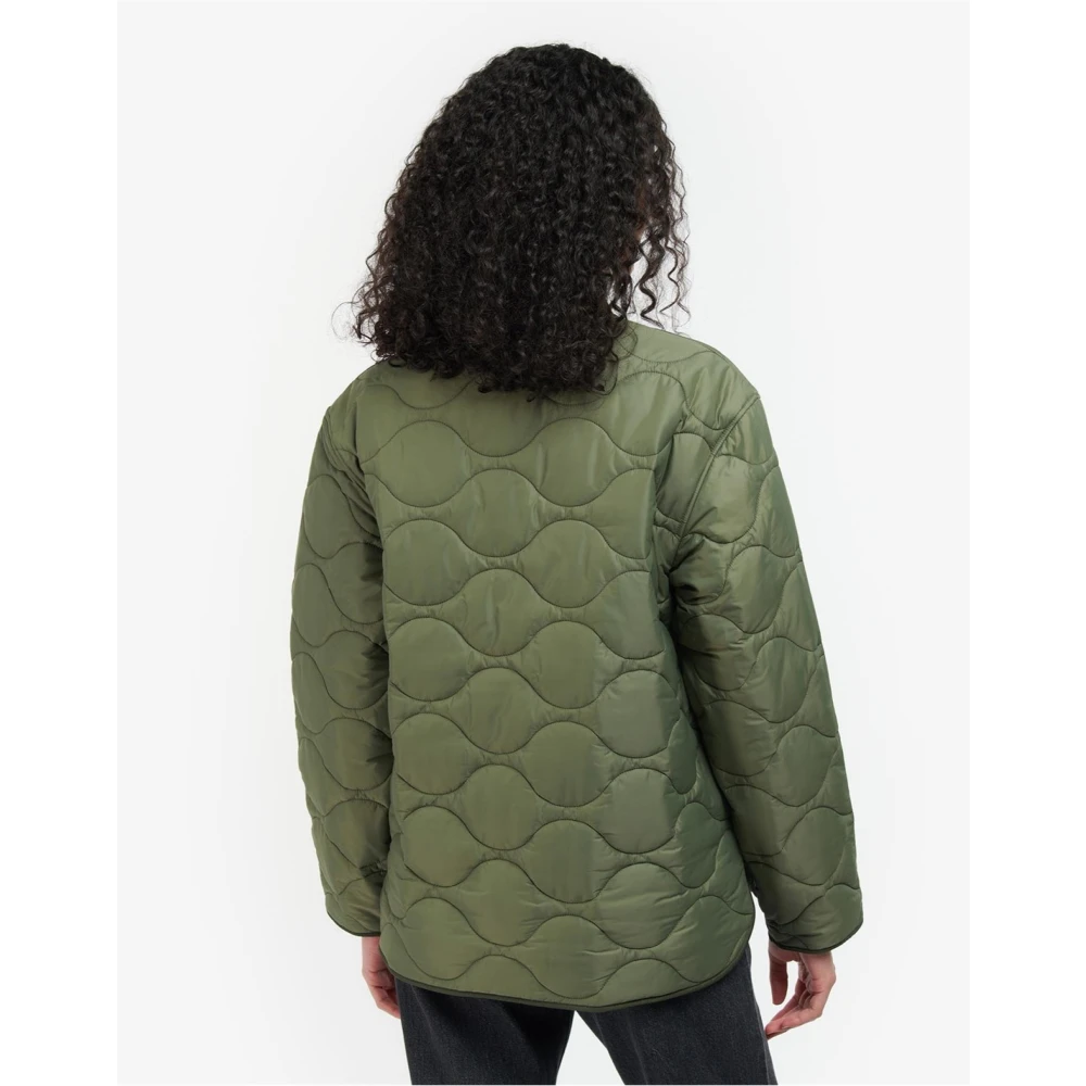 Barbour Gewatteerde olijfjack met logo Green Dames