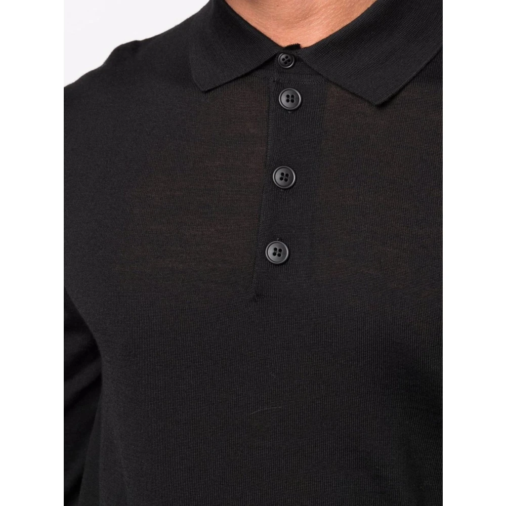 Emporio Armani Wollen Polo Shirt Black Heren