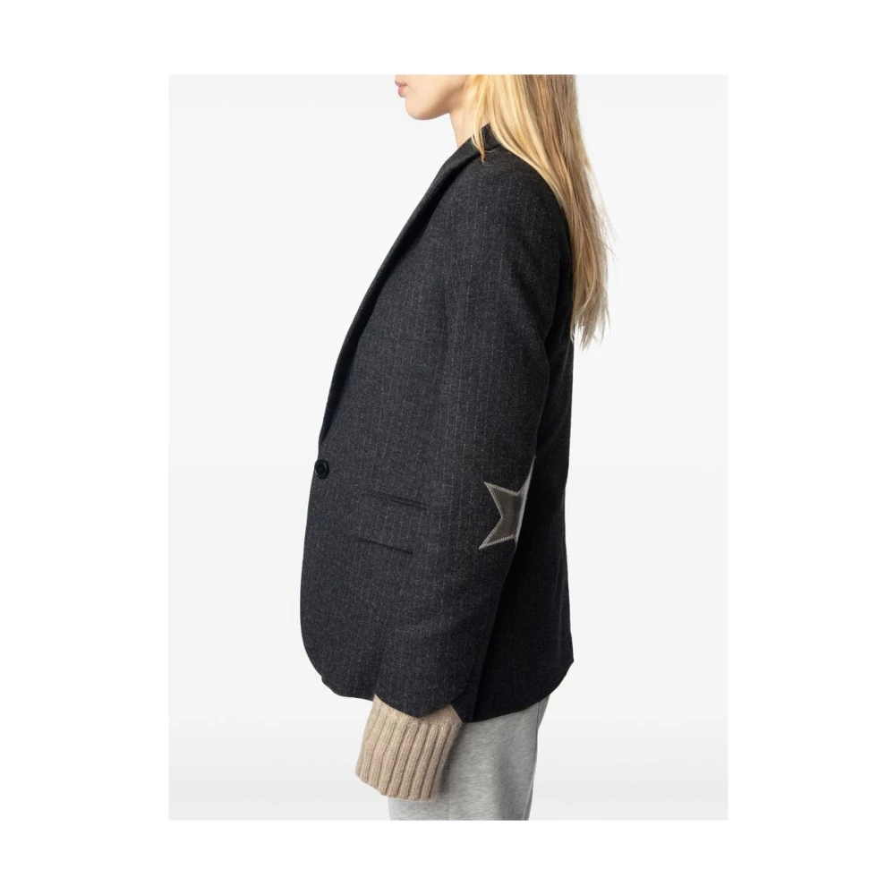 Zadig & Voltaire Antracietgrijze Jas met Voorknopsluiting Gray Dames
