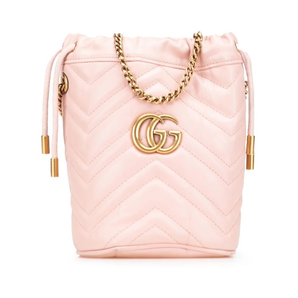 Gucci Vintage Women's Pink Pre-Owned Quilted Leather Bucket Bag