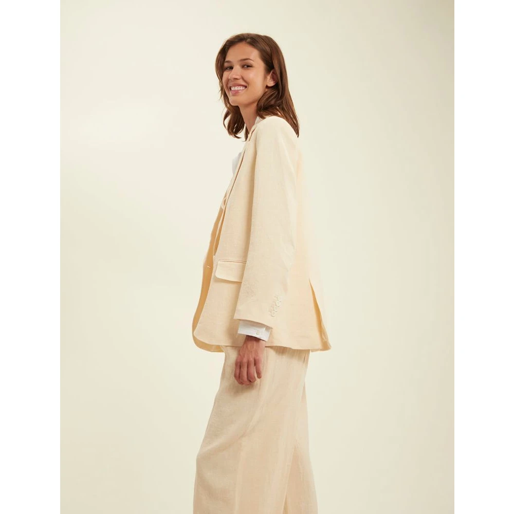 Ines De La Fressange Paris Ecru Linnen Bruna Jas Beige Dames