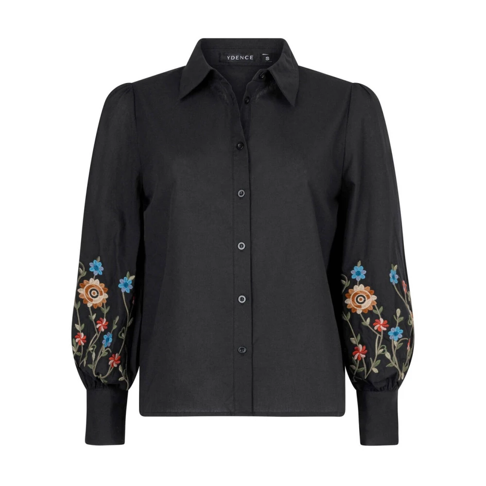 Ydence Bloemenblouse met lange mouwen Black Dames