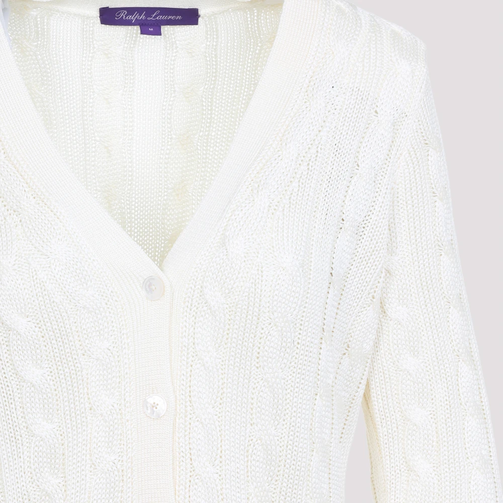 Ralph Lauren Kabelgebreide Zijden Cardigan White Dames