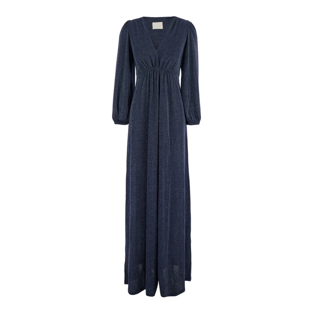 Momoni Lurex Maxi Jurk Blue Dames