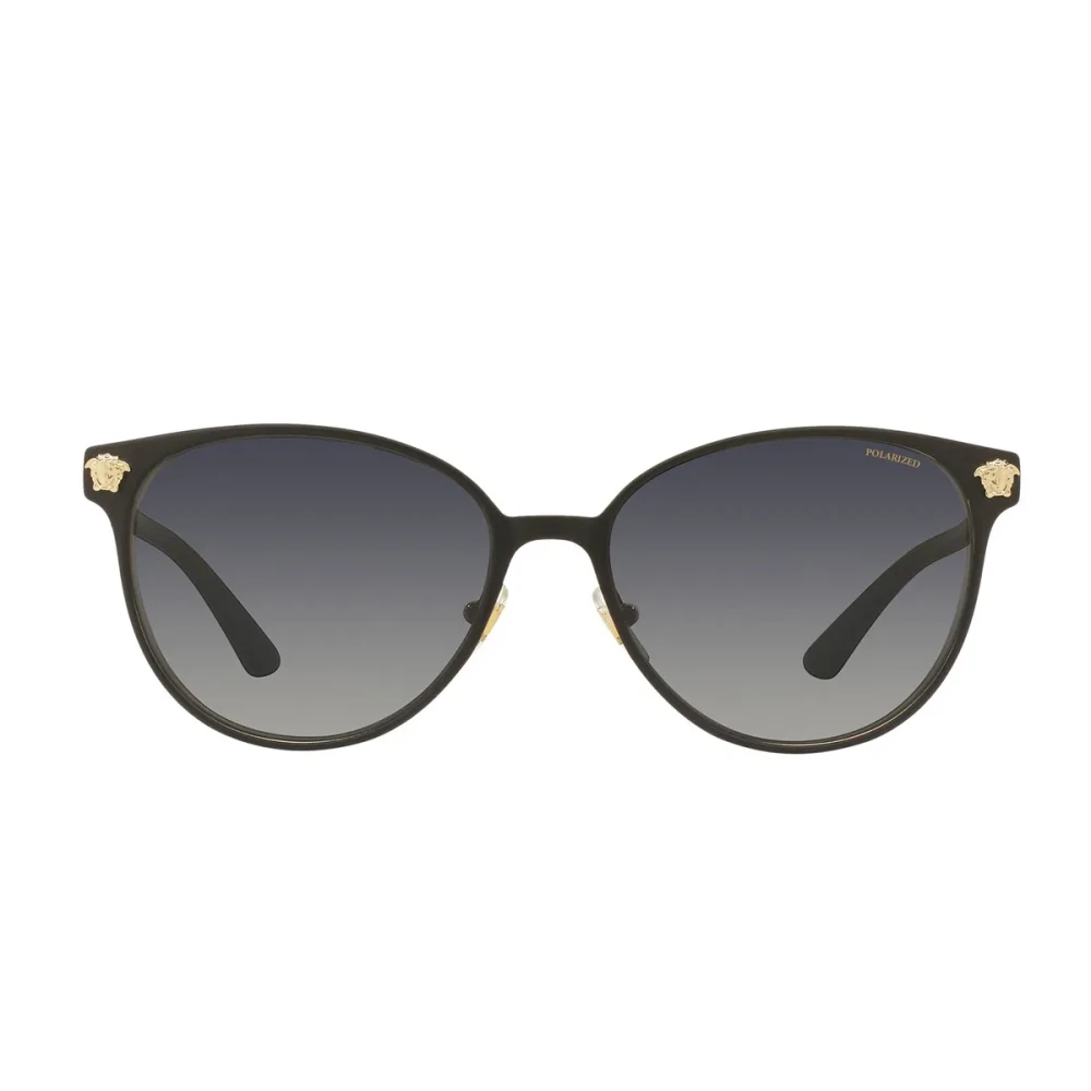 Versace Grey Woman Ve2168 1377T3 Sunglasses Metal Black Pantos Polarized Shaded - Image 5