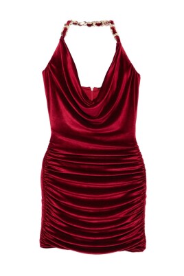 red-velvet-halterneck-dress-chain-detail