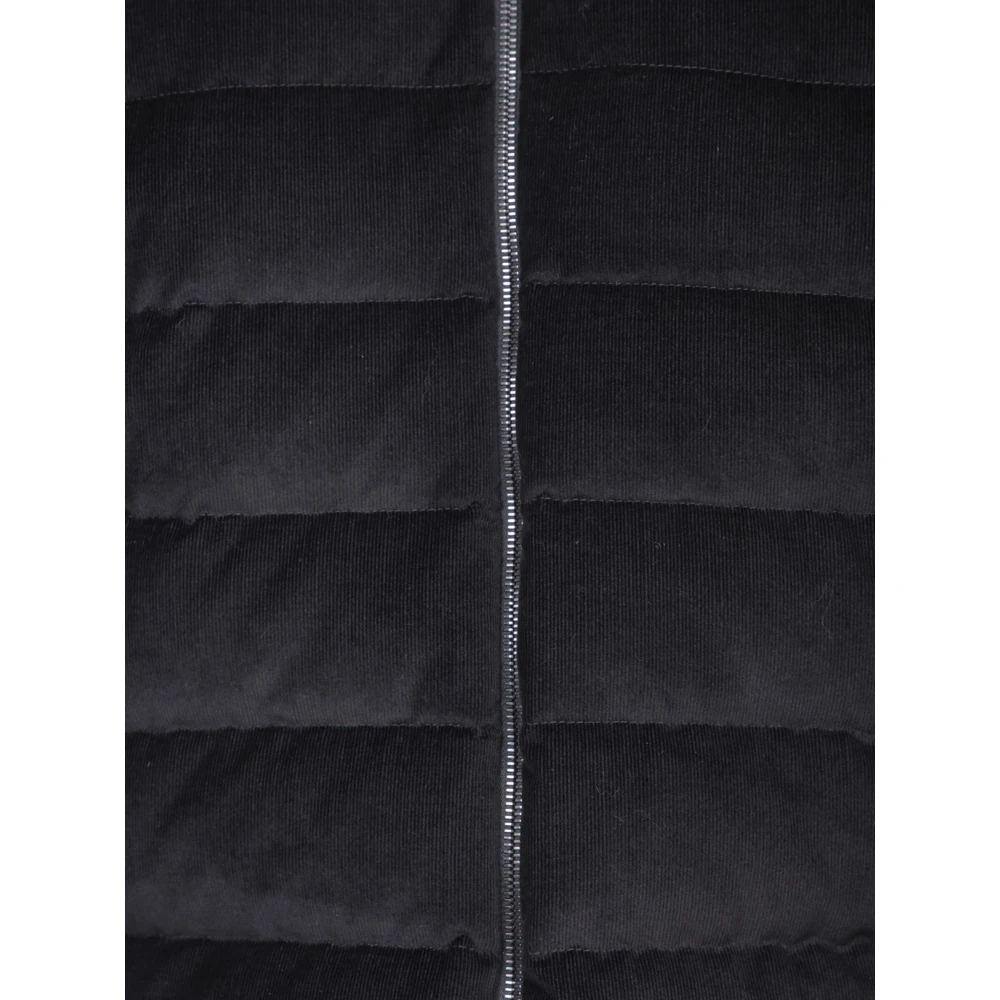 Moncler Zwarte Corduroy Donsjas met Capuchon Black Heren