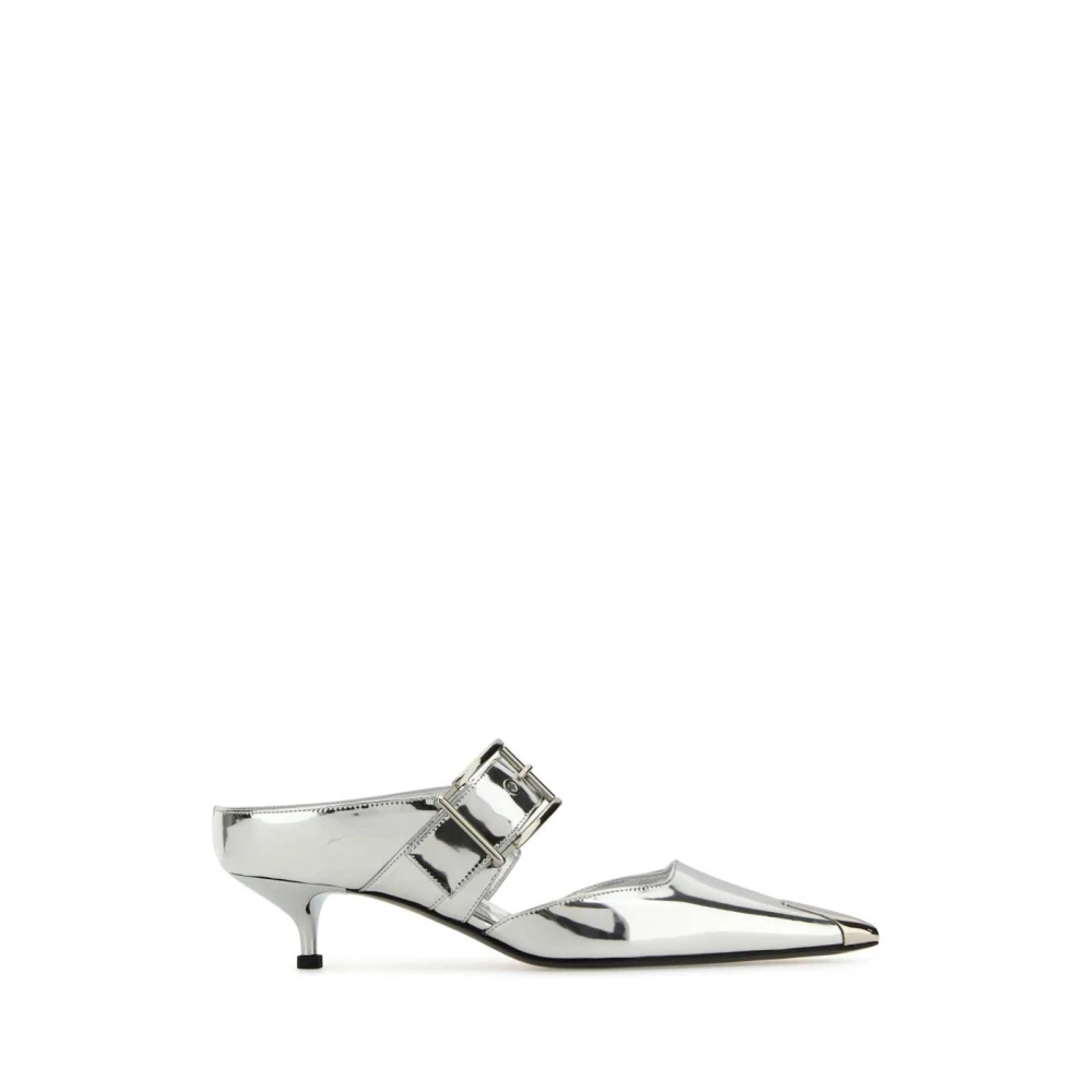 Alexander Mcqueen Women's Gray Punk Buckle Mule - Heeled Mules - 3 Uk - Shoes