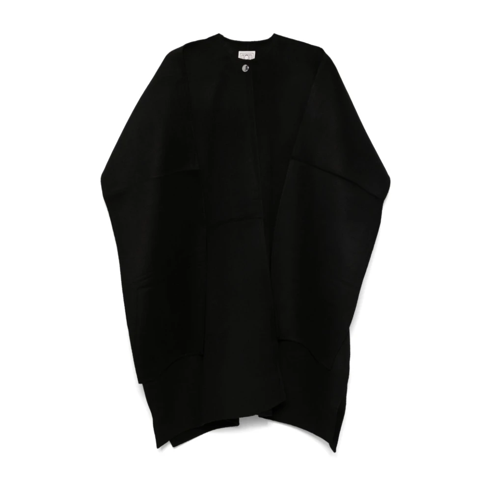 TotêMe Zwarte Oversized Wollen Jas met Afneembare Sjaal Black Dames