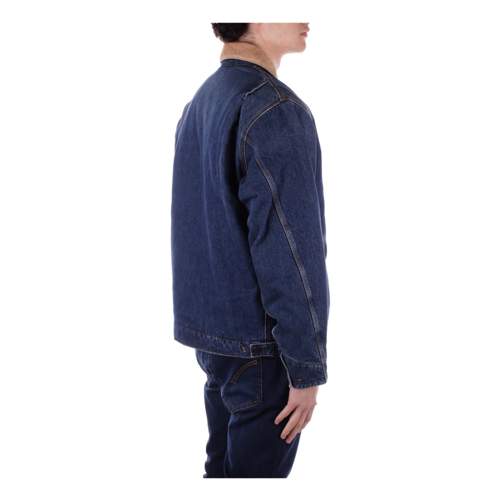 Carhartt WIP Blauwe Jassen met Voorlogo Rits Blue Heren