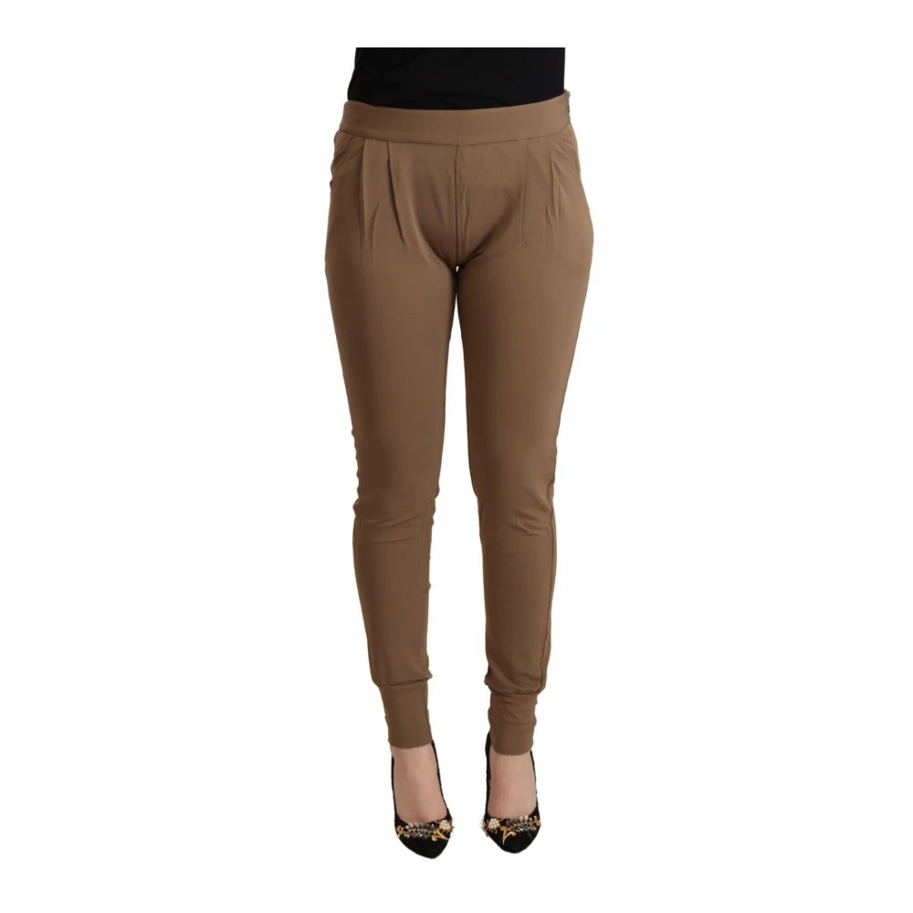 Ermanno Scervino Women's Brown Slim-Fit Trousers,, Tapered Trousers Large