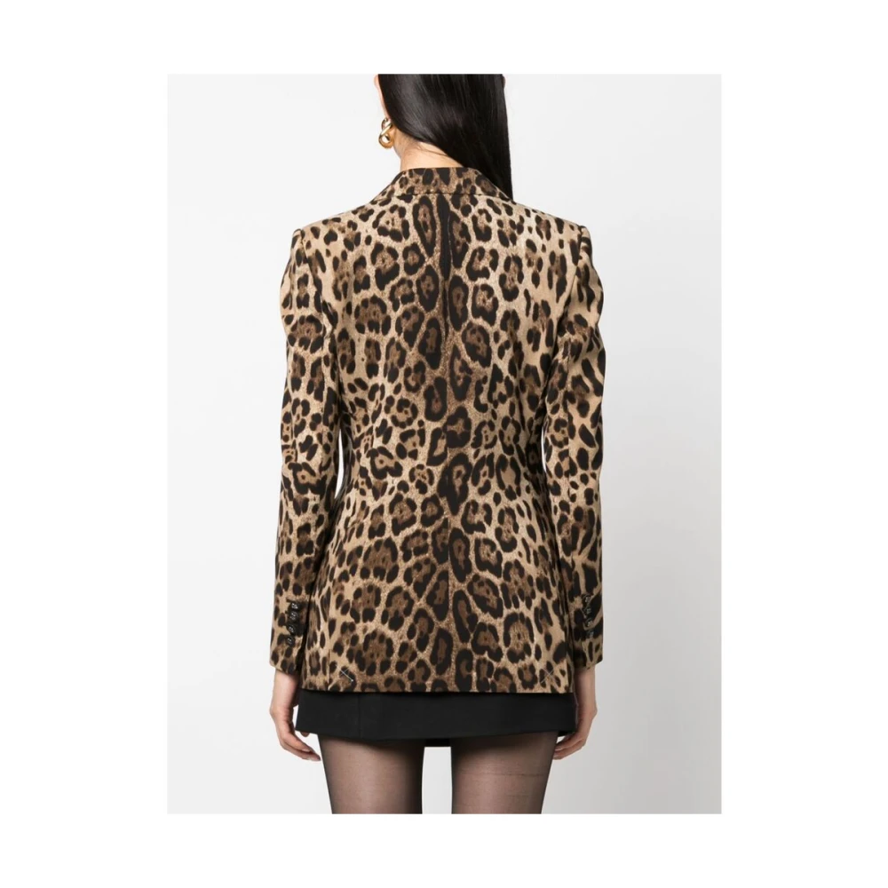 Dolce & Gabbana Leopard Print Double-Breasted Blazer Multicolor Dames