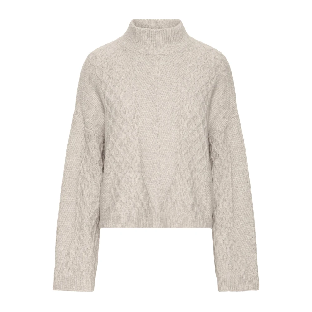 Ichi Women's Beige Ihmylle Ls6 Strik - Turtlenecks - L - Knitwear