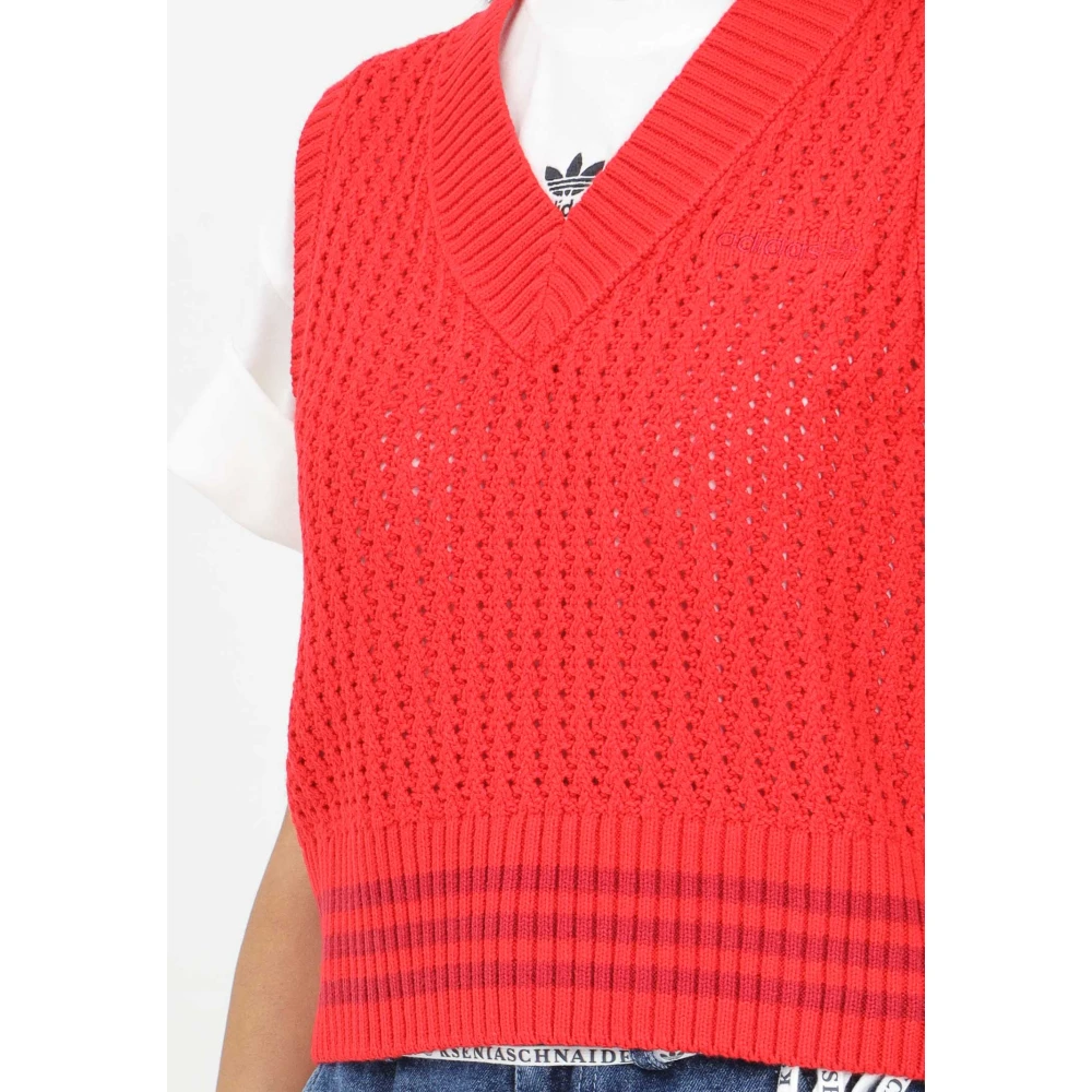 adidas Originals Vintage Gebreid Vest Sweater Red Dames