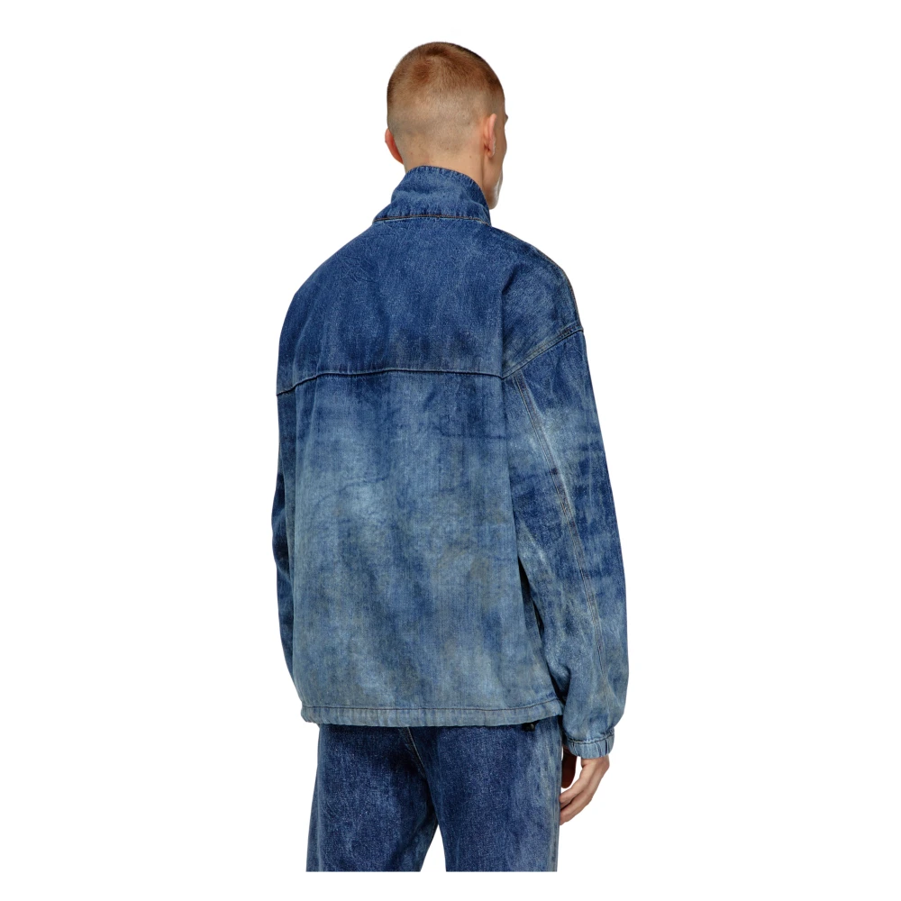 Diesel Pullover Denim Jack in dirt-effect denim Blue Heren