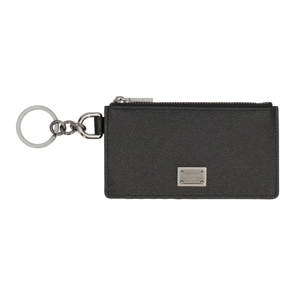 Dolce & Gabbana Dauphine-print Leren Kaarthouder Black Heren