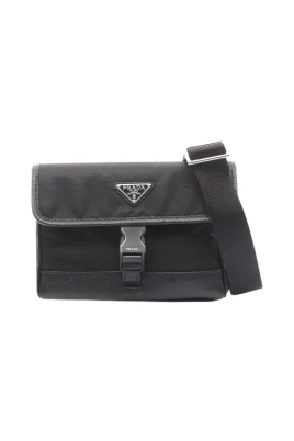Pre-owned RE NYLON TESSUTO SAFFIANO Axelremsväska