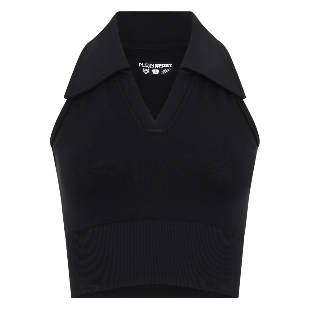 Plein Sport Femme Noir - Polo Neck Cropped Top - Sport - Taille: 38 Fr