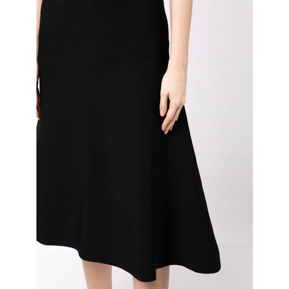 Jil Sander Zwarte Elastische Gebreide Midi Rok Black Dames