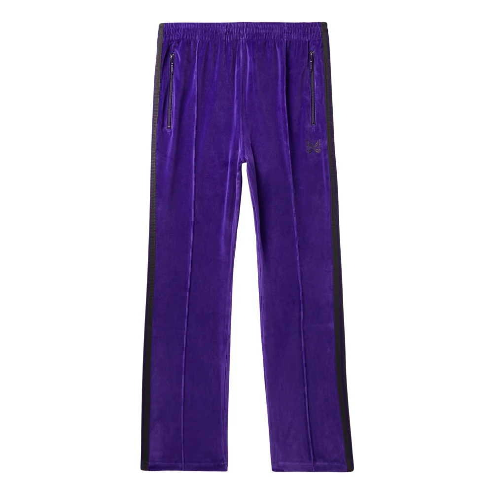 Needles Velours Paarse Katoenmix Sportbroek Purple Heren