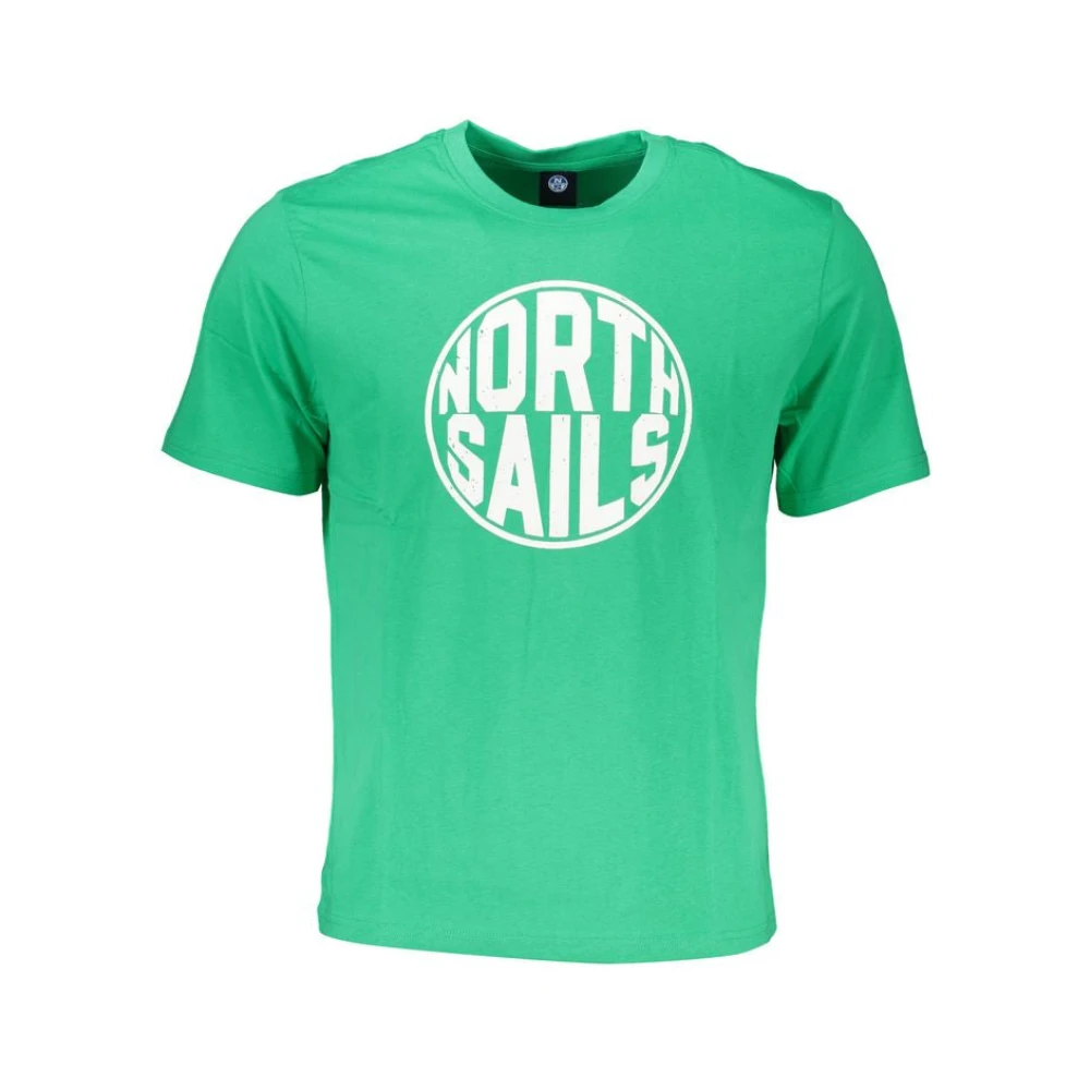 North Sails Green Cotton Print Logo T-Shirt - Male - T-Shirts - Green - Xl - Tops