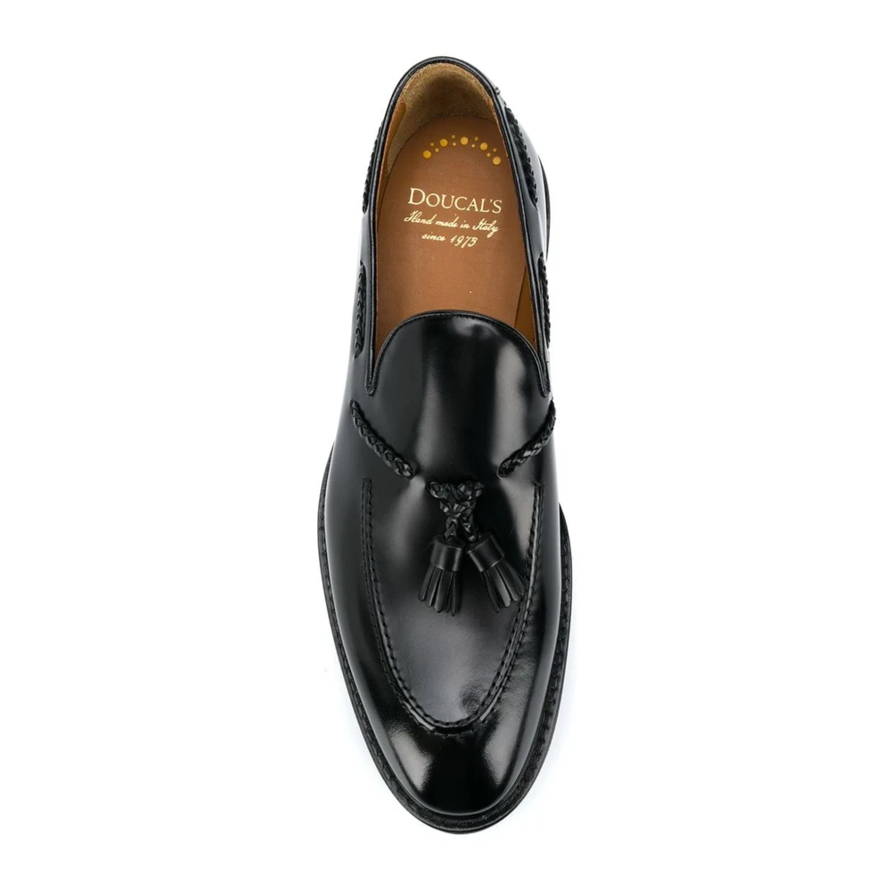 Doucal's Zwarte Leren Loafer Platte Schoenen Black Heren