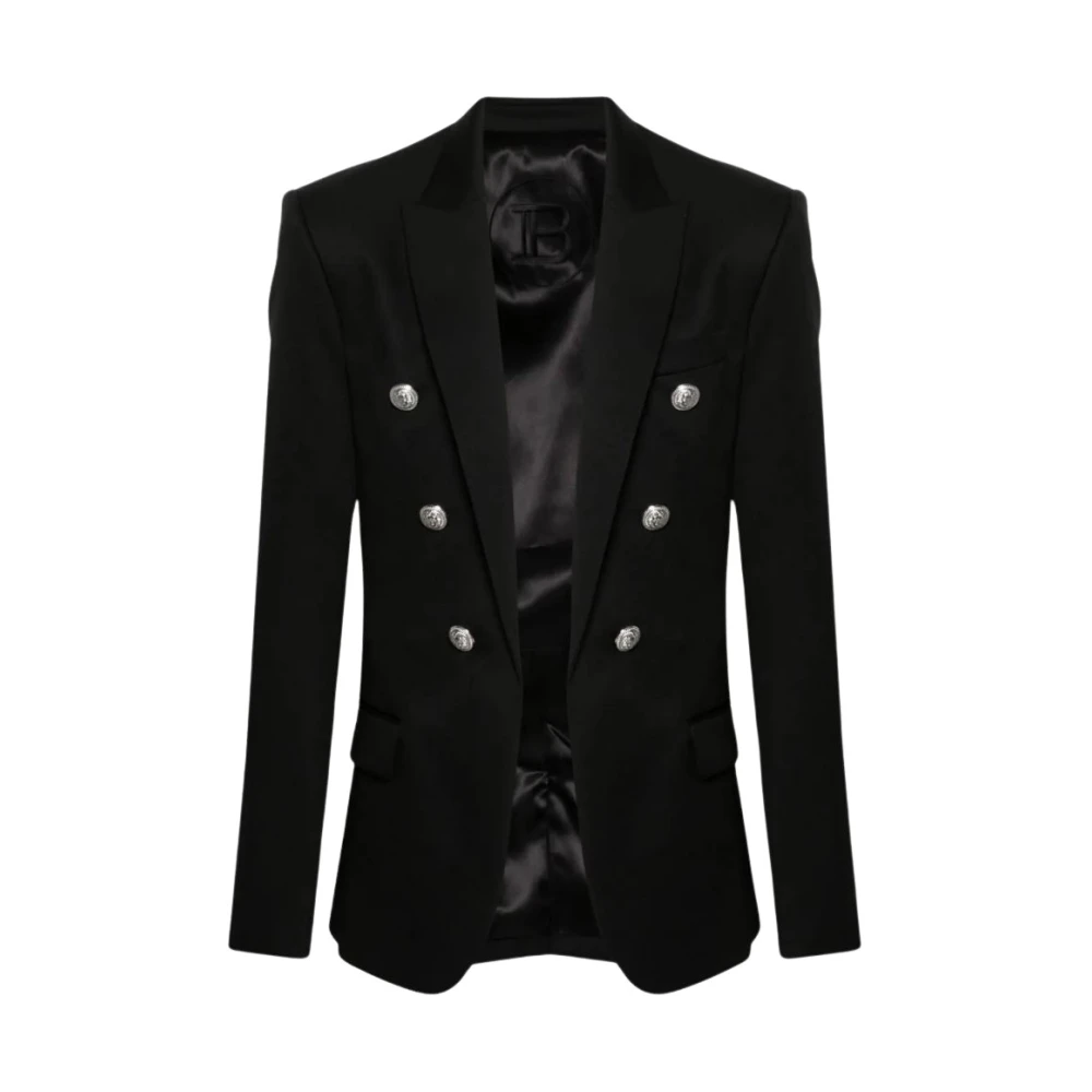 Balmain Klassieke Zwarte Wollen Blazer Black Heren