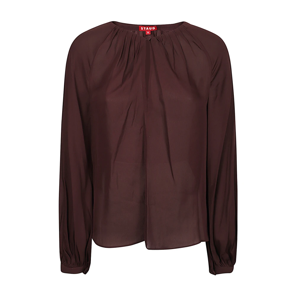 Staud Bordeaux Zijden Pofmouw Top Brown Dames