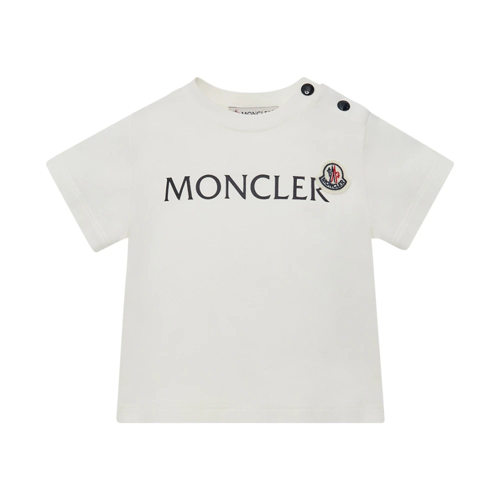 Moncler Logo Cotton Blend T-Shirt - Unisex - Kids Short Sleeve T-Shirts - White - 2 Y - Kids