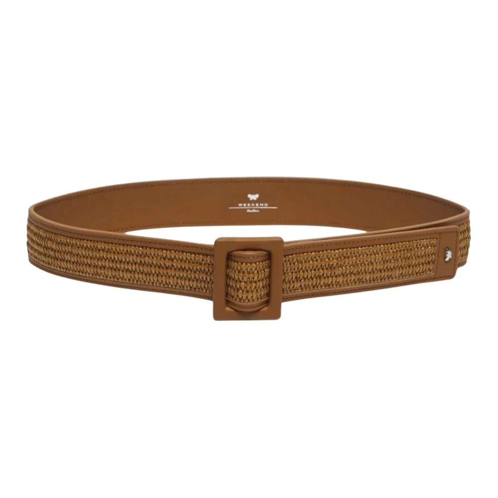 Weekend Max Mara Women's Orange Raffia-Effect Belt - Belts - M - Accessories