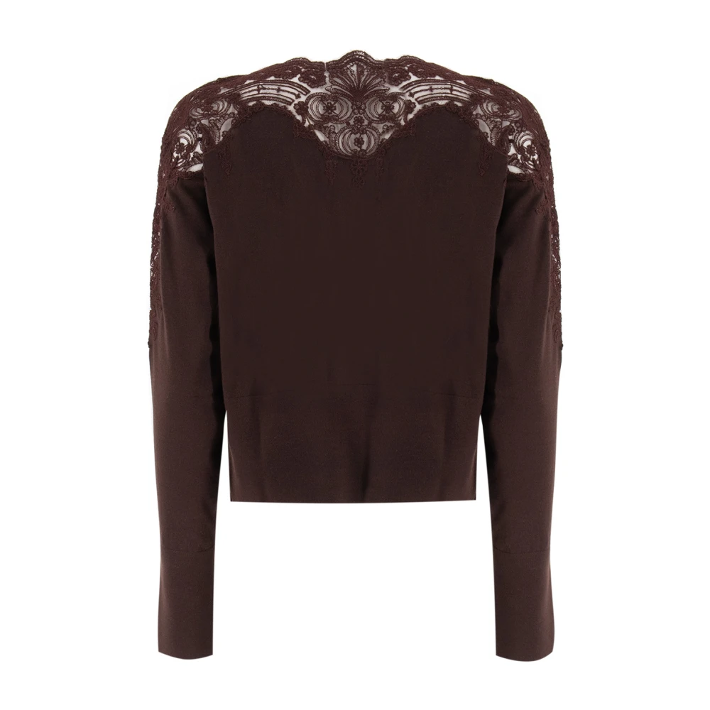 Ermanno Scervino Elegant Lace Boat Neck Sweater Red Dames