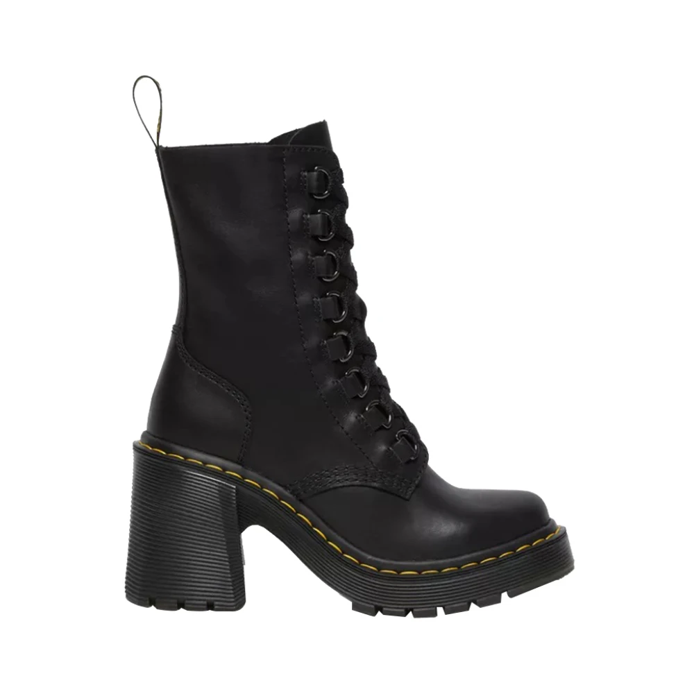 Dr. Martens Chesney Leder Flarot Heel Schnürstiefel Schwarz Damen Größe 38  - Image 2