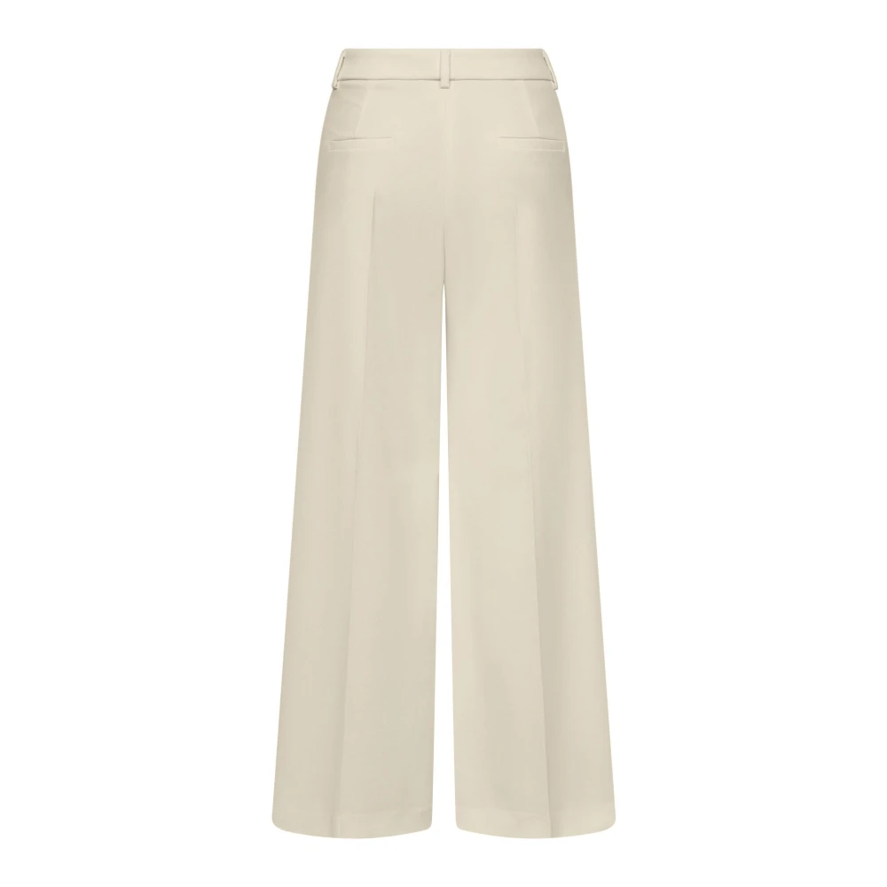 Seductive Mid Waist Wide Leg Trousers Beige Dames
