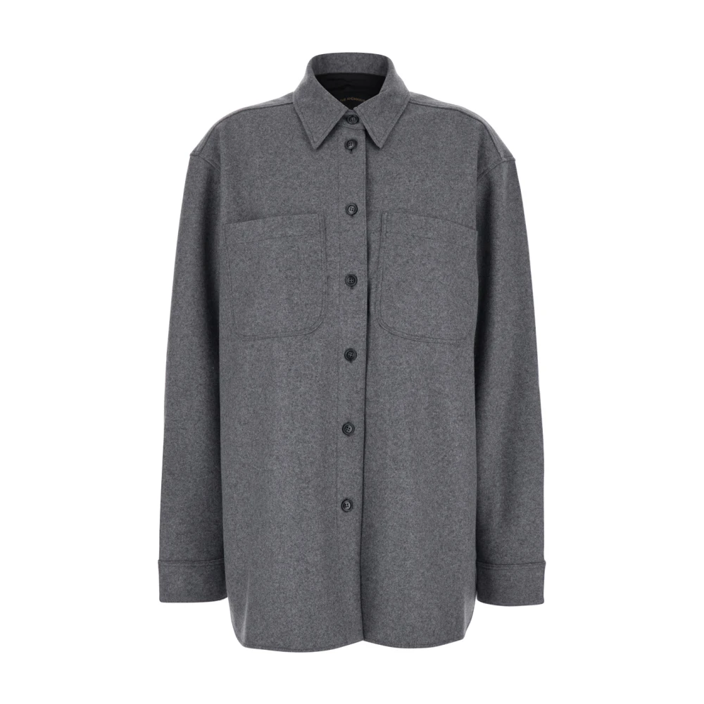 Andamane Grijze Oversized Wollen Jas voor Vrouwen Gray Dames