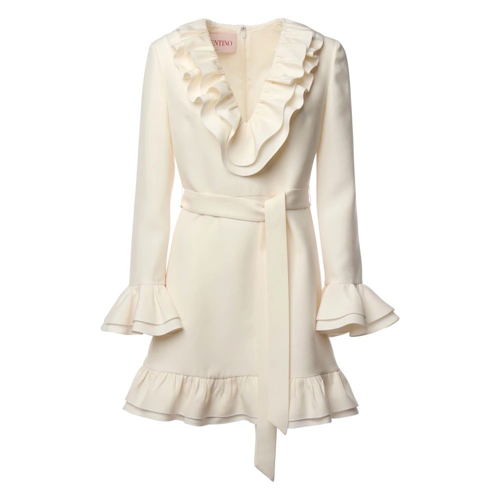 Valentino Garavani Witte Ruchedetail Riem Jurk White Dames