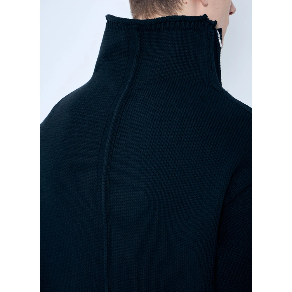 Dries Van Noten Gebreide trui met schuine rits Black Heren