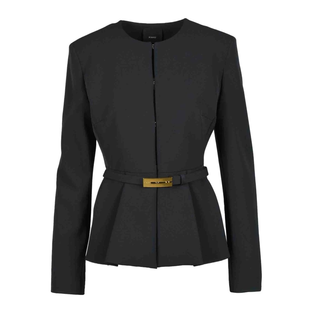Pinko Stijlvolle Jas in Polyester Elastaan Mix Black Dames