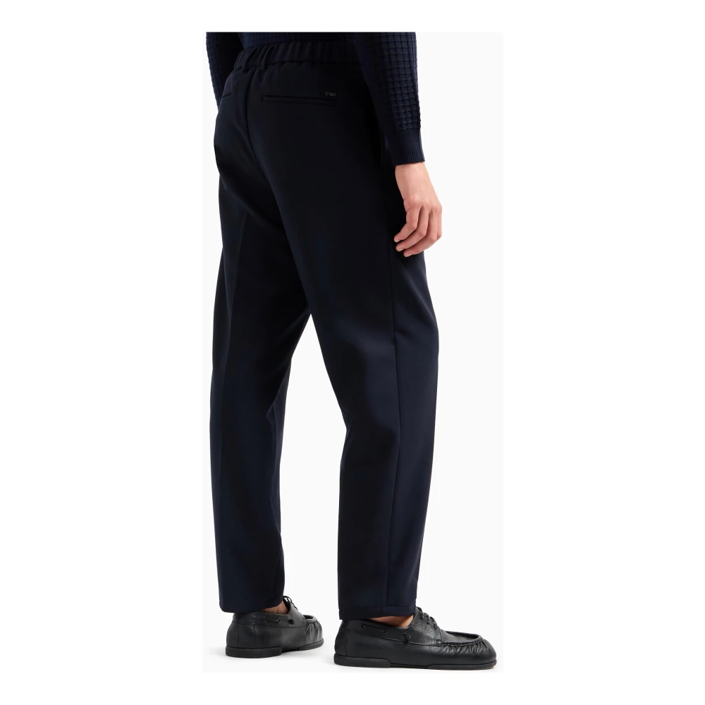 Emporio Armani Blauwe Broek met Elastische Tailleband Blue Heren