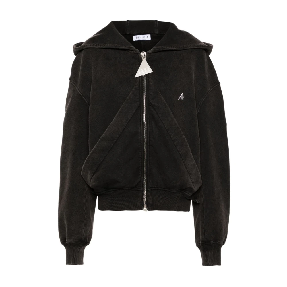 The Attico Zwarte Sweater met Logoprint en Capuchon Black Dames
